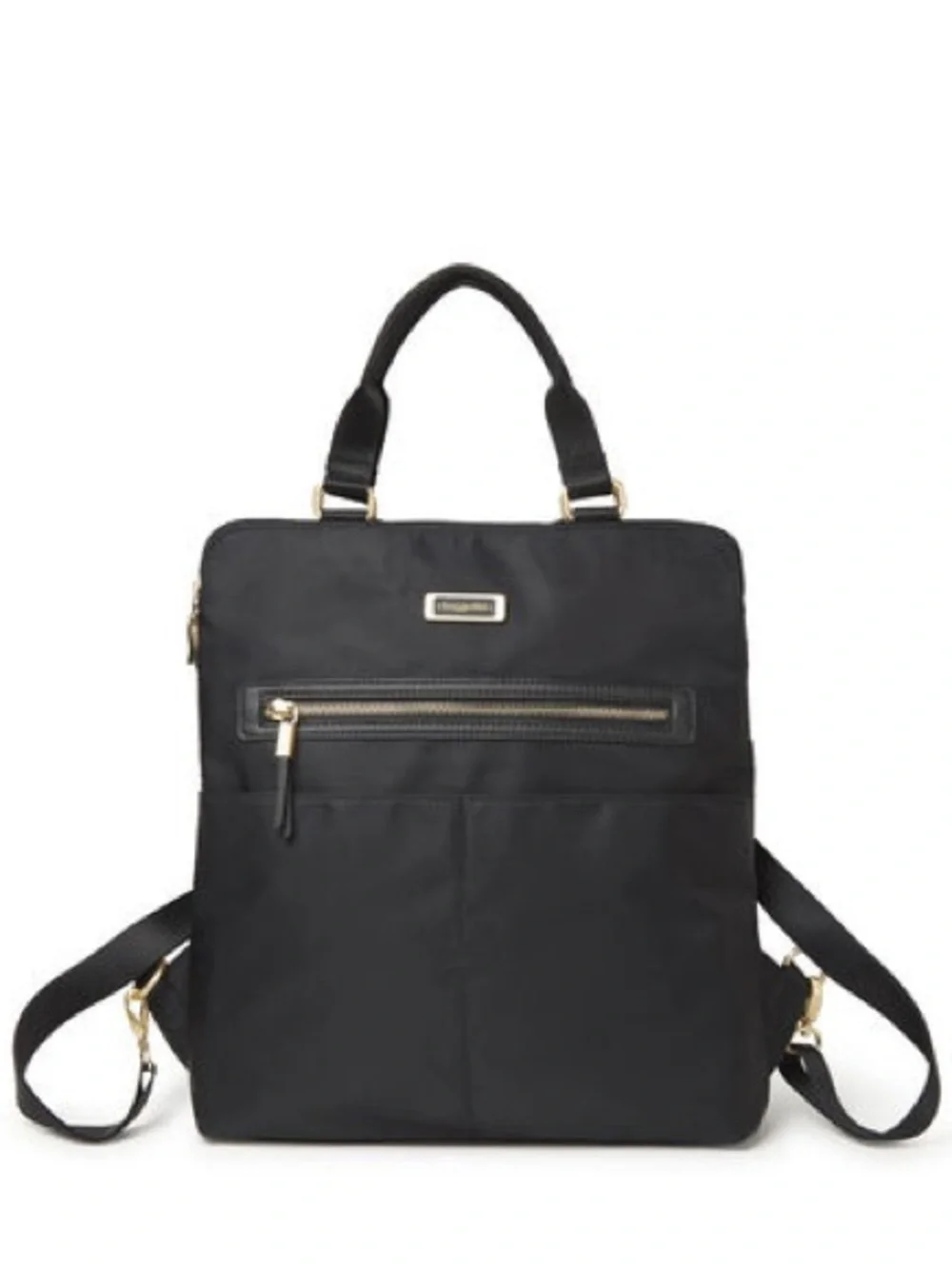 BAGGALLINI Jessica Black Convertible Backpack Tote Silver Hardware Travel
